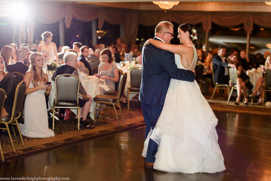 The father of the bride dances with the bride at a wedding reception at The LeMont in Pittsburgh, Pennsylvania