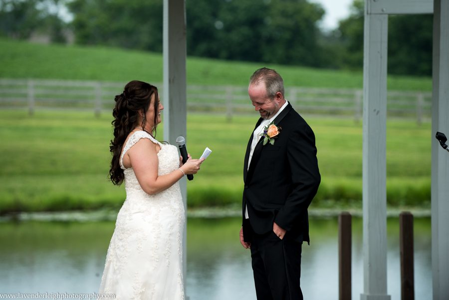 Bride and Groom | Cheerful Vows | Gazebo | Wedding Ceremony | Gazebo | Pond | Summer | Lingrow Farms | Barn Wedding | Pittsburgh Wedding Photographer | Pittsburgh Wedding Photographers | Lavender Leigh Photography | Blog
