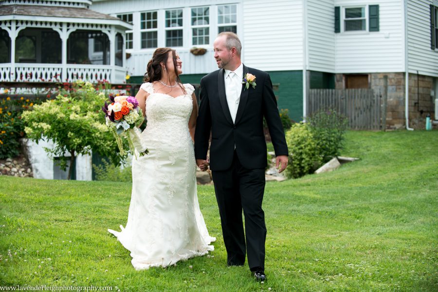 Bride and Groom Walking | Farmhouse | Lace Wedding Dress | Maggie Sottero | Ivory | Lingrow Farms | Barn Wedding | Farmhouse Getting Ready Pictures | Pittsburgh Wedding Photographer | Pittsburgh Wedding Photographers | Lavender Leigh Photography | Blog