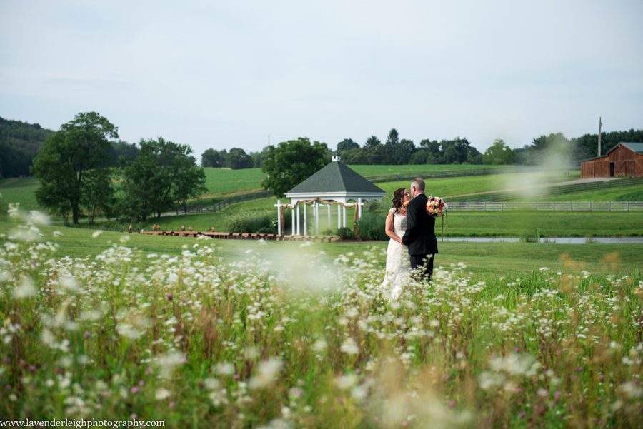 Bride and Groom in Field | Farmhouse | Lace Wedding Dress | Maggie Sottero | Ivory | Lingrow Farms | Barn Wedding | Farmhouse Getting Ready Pictures | Pittsburgh Wedding Photographer | Pittsburgh Wedding Photographers | Lavender Leigh Photography | Blog