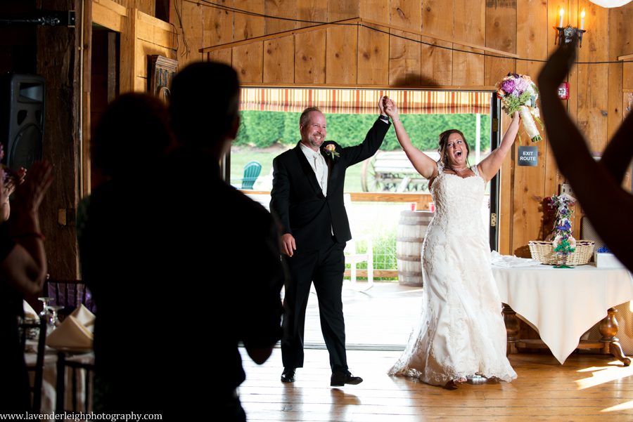 Bride and Groom | Reception Introductions |Barn | Lace Wedding Dress | Maggie Sottero | Ivory | Wildfower Bouquets | Lingrow Farms | Barn Wedding | Farmhouse Getting Ready Pictures | Pittsburgh Wedding Photographer | Pittsburgh Wedding Photographers | Lavender Leigh Photography | Blog