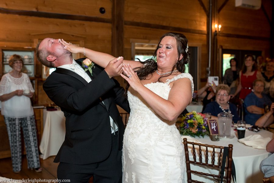 Bride and Groom | Cake Cutting | First Bite | Reception |Barn | Lace Wedding Dress | Maggie Sottero | Ivory | Wildfower Bouquets | Lingrow Farms | Barn Wedding | Farmhouse Getting Ready Pictures | Pittsburgh Wedding Photographer | Pittsburgh Wedding Photographers | Lavender Leigh Photography | Blog