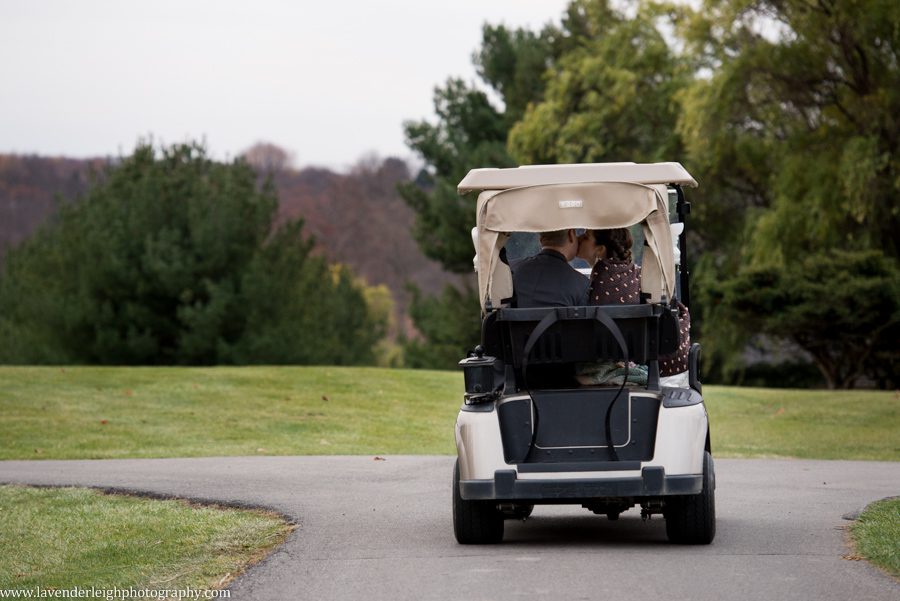 Montour Country Club Wedding|Bride and Groom| Golf Cart Kiss |Fall Wedding| Pittsburgh Wedding Photographer | Pittsburgh Wedding Photographers | Lavender Leigh Photography | Blog