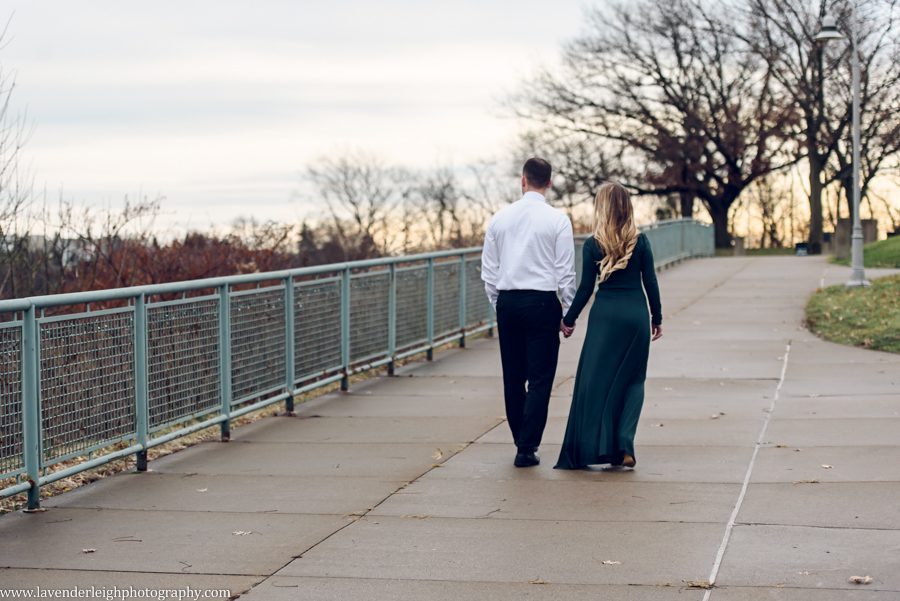 <alt>an engaged couple at the West End Overlook in Pittsburgh, Pennsylvania</alt>