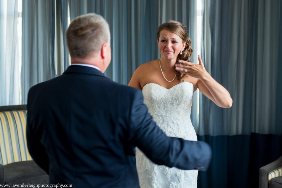 Bride's Reveal to Father | Renaissance Hotel l | Oakmont Country Club Wedding | Getting Ready Pictures |  Pittsburgh Wedding Photographer | Pittsburgh Wedding