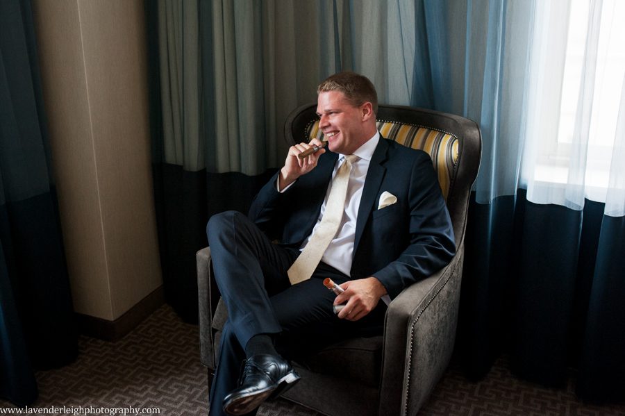 Groom Getting Ready | Cigar | Renaissance Hotel | Oakmont Country Club Wedding | Getting Ready Pictures |  Pittsburgh Wedding Photographer | Pittsburgh Wedding Photographers | Lavender Leigh Photography | Blog