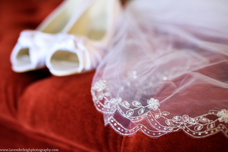 Ornate Wedding Veil and Shoes