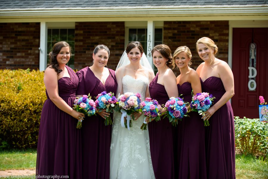 Bride and Bridesmaids |  Maggie Sottero Wedding Dress| Wine Colored Bridesmaid Dresses | Pittsburgh Field Club Wedding Reception| Getting Ready Pictures |  Pittsburgh Wedding Photographer | Pittsburgh Wedding Photographers | Lavender Leigh Photography | Blog