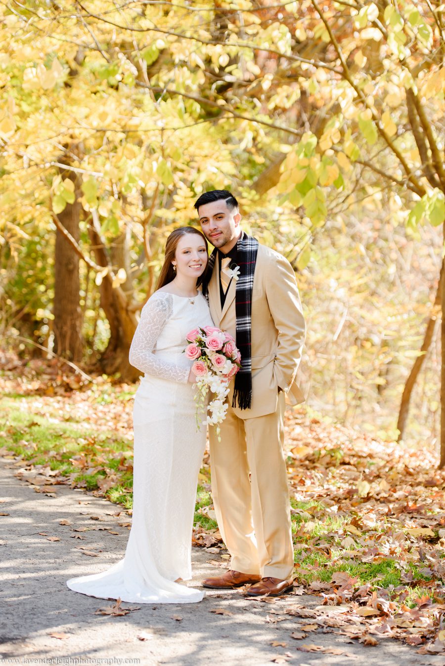 Bride and Groom in Frick Park, Point Breezeway, Lavender Leigh Photography, wedding, engagement, boudoir photographer in Pittsburgh, Pennsylvania, fall, autumn