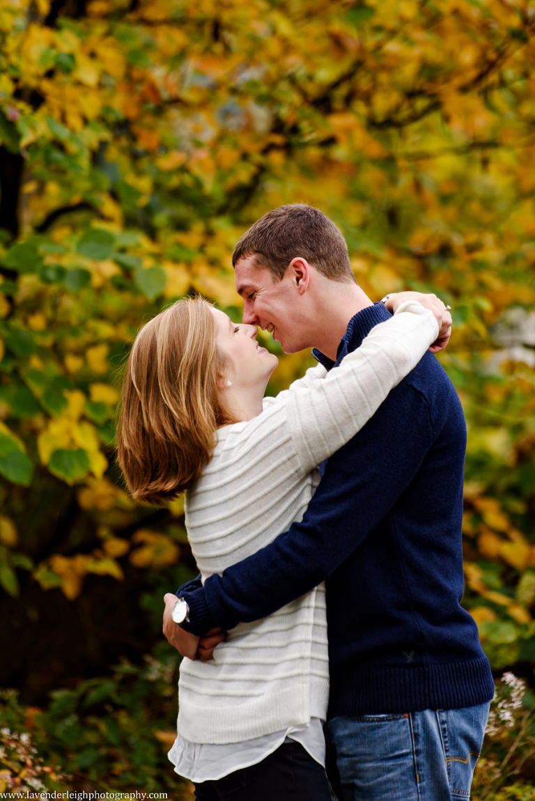 Pictures of an engaged couple at Point State Park in Pittsburgh, Pennsylvania by Lavender Leigh Photography