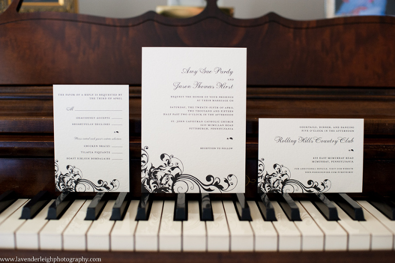 Wedding Invitation | Rolling Hills Country Club Wedding |St. John Capistran Ceremony| Pittsburgh Wedding Photographer | Pittsburgh Wedding Photographers | Lavender Leigh Photography | Blog