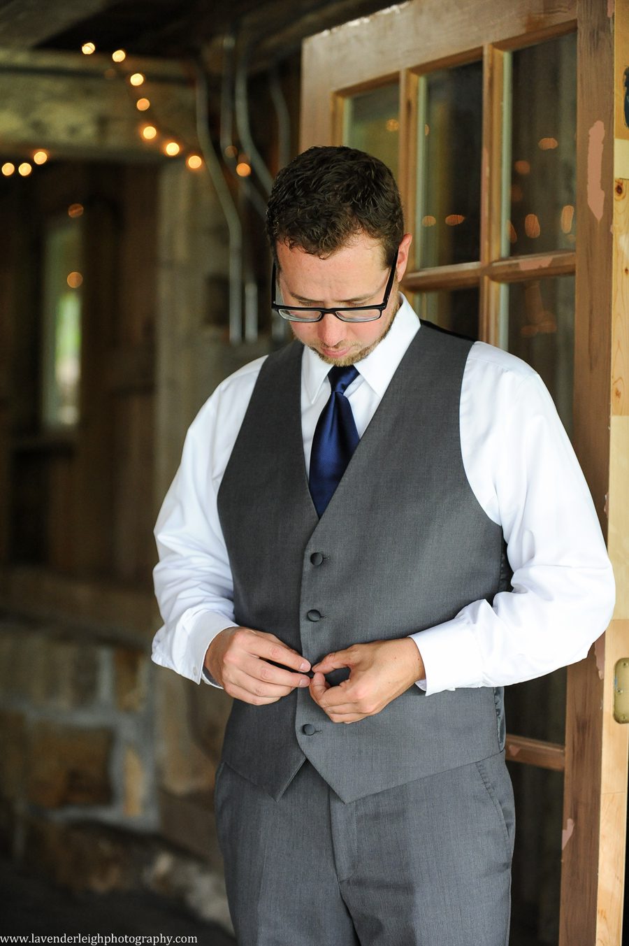 Groom Getting Ready | Buttoning Vest | Grey Suit| Barn Wedding | Rustic Acres Wedding Reception | Rustic Acres Ceremony | Watters Love Marley Wedding Dress | Pittsburgh Wedding Photographer | Pittsburgh Wedding Photographers | Lavender Leigh Photography | Blog