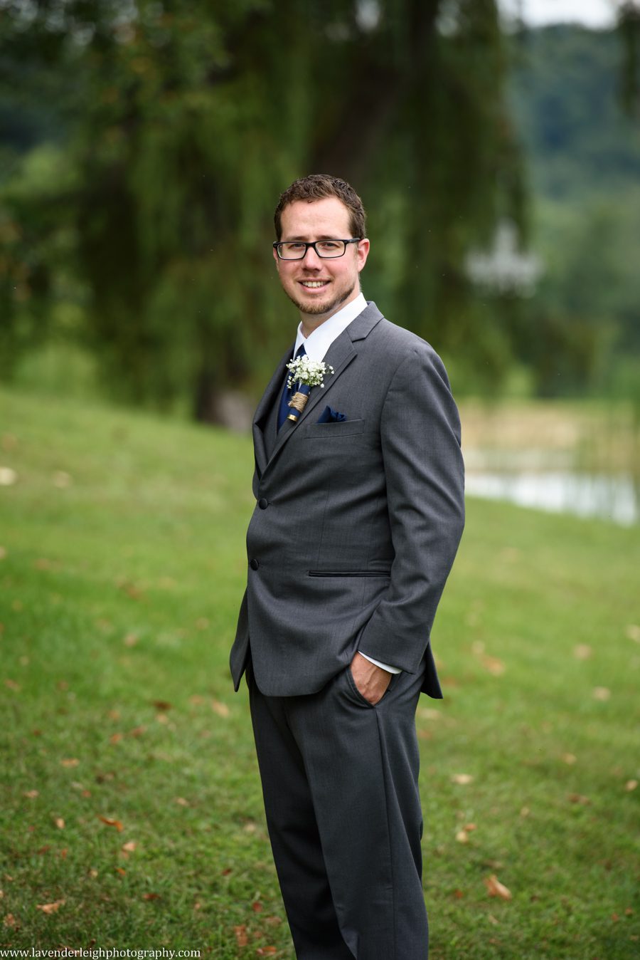 Groom's Portrait | Grey Suit| Barn Wedding | Rustic Acres Wedding Reception | Rustic Acres Ceremony | Watters Love Marley Wedding Dress | Pittsburgh Wedding Photographer | Pittsburgh Wedding Photographers | Lavender Leigh Photography | Blog