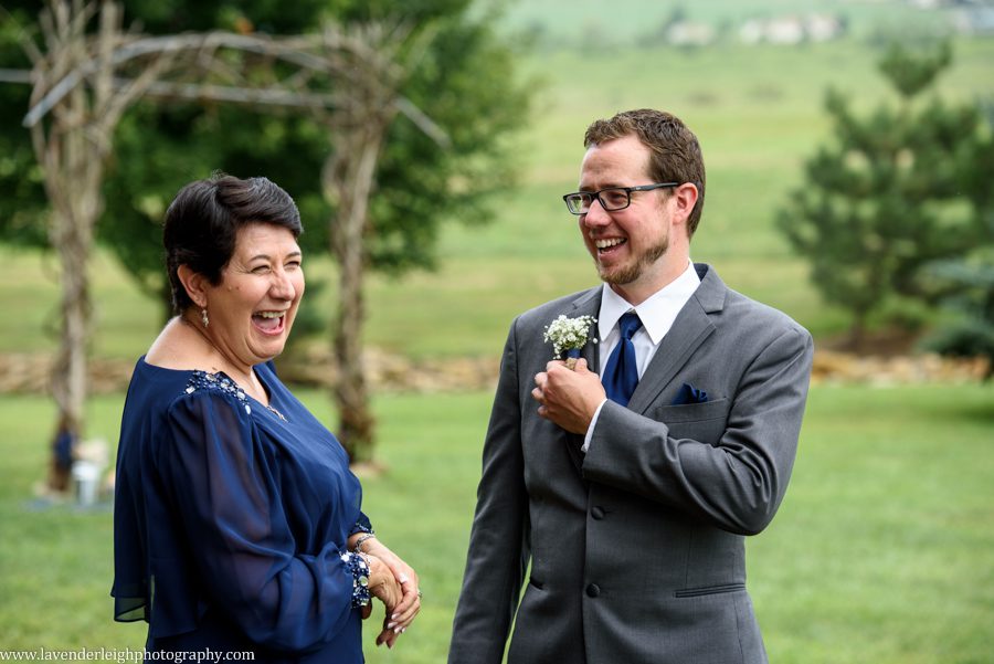 Groom Getting Ready | Putting on Boutonniere | With Mother | Grey Suit| Barn Wedding | Rustic Acres Wedding Reception | Rustic Acres Ceremony | Watters Love Marley Wedding Dress | Pittsburgh Wedding Photographer | Pittsburgh Wedding Photographers | Lavender Leigh Photography | Blog