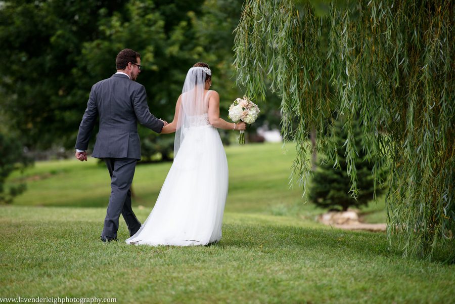 Bride and Groom Have a Moment Alone | Post Recessional | Wedding Ceremony | Weeping Willow Tree | Chandelier | Barn Wedding | Rustic Acres Wedding Reception | Rustic Acres Ceremony | Watters Love Marley Wedding Dress | Pittsburgh Wedding Photographer | Pittsburgh Wedding Photographers | Lavender Leigh Photography | Blog