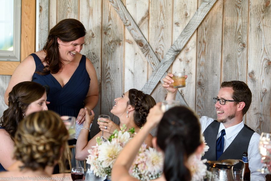 Bridesmaid Toast | Barn Wedding | Rustic Acres Wedding Reception | Rustic Acres Ceremony | Watters Love Marley Wedding Dress | Pittsburgh Wedding Photographer | Pittsburgh Wedding Photographers | Lavender Leigh Photography | Blog
