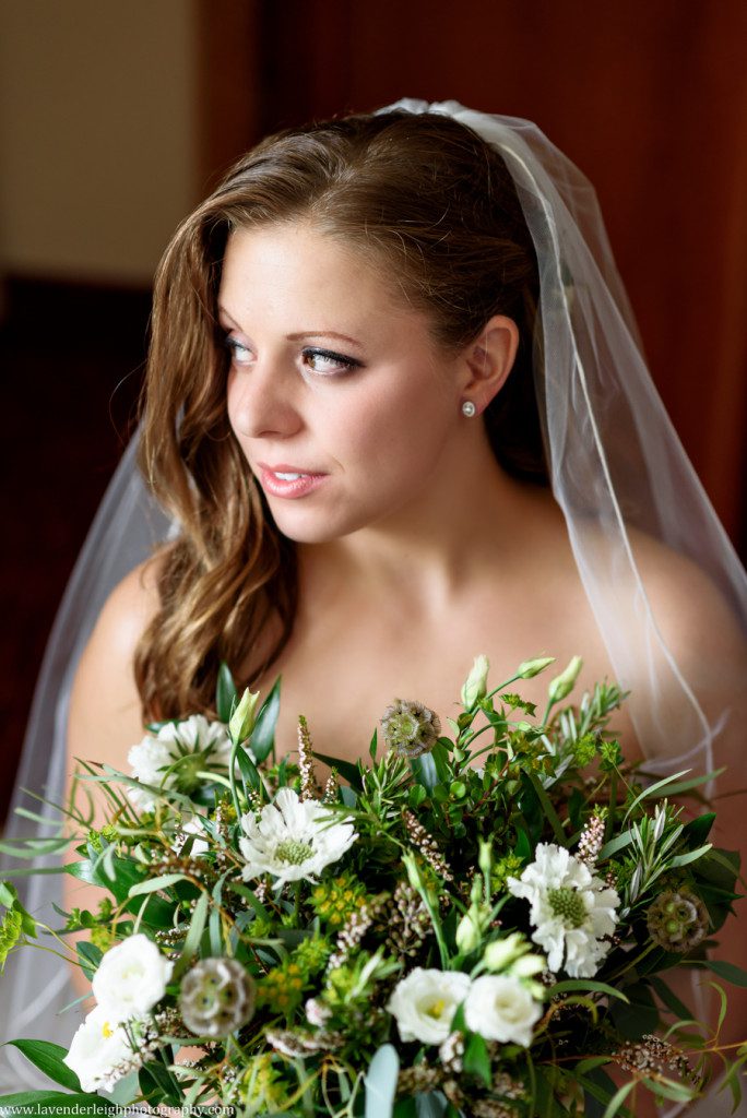 A bride holding her flowers
