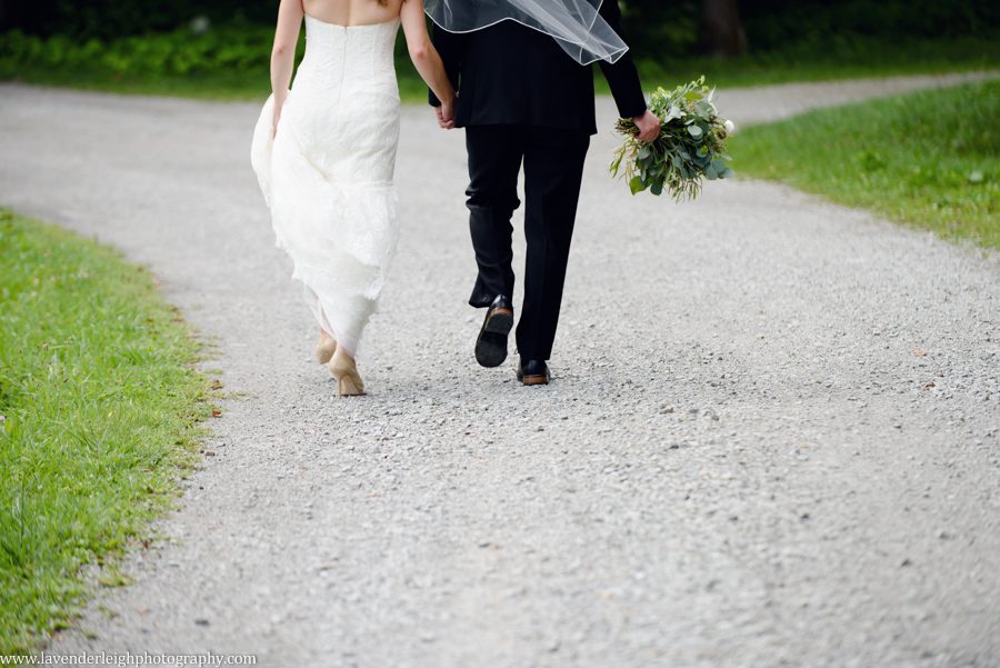 Bride and groom walking