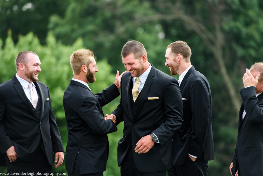 groom, shaking hands, groomsman, laughing, country club, Shannopin