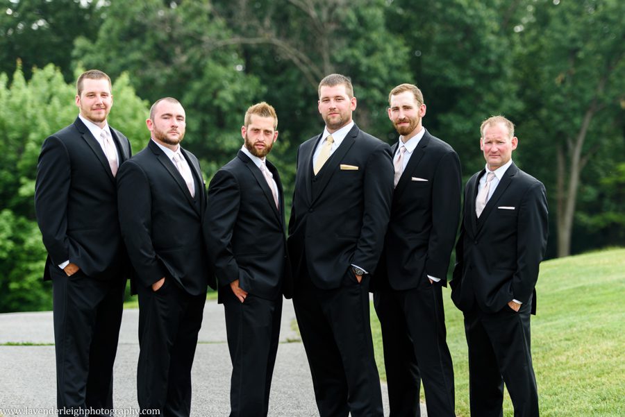 groomsmen, gold pocket square, Shannopin Country Club, Pittsburgh, wedding day