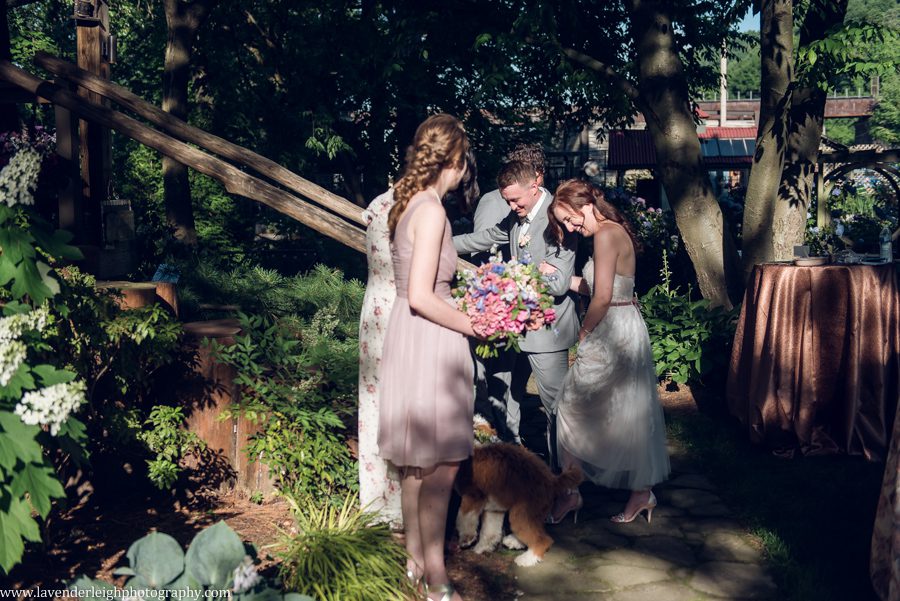 <alt>bride and groom walk up steps at Choderwood in Pittsburgh, Pennsylvania</alt>