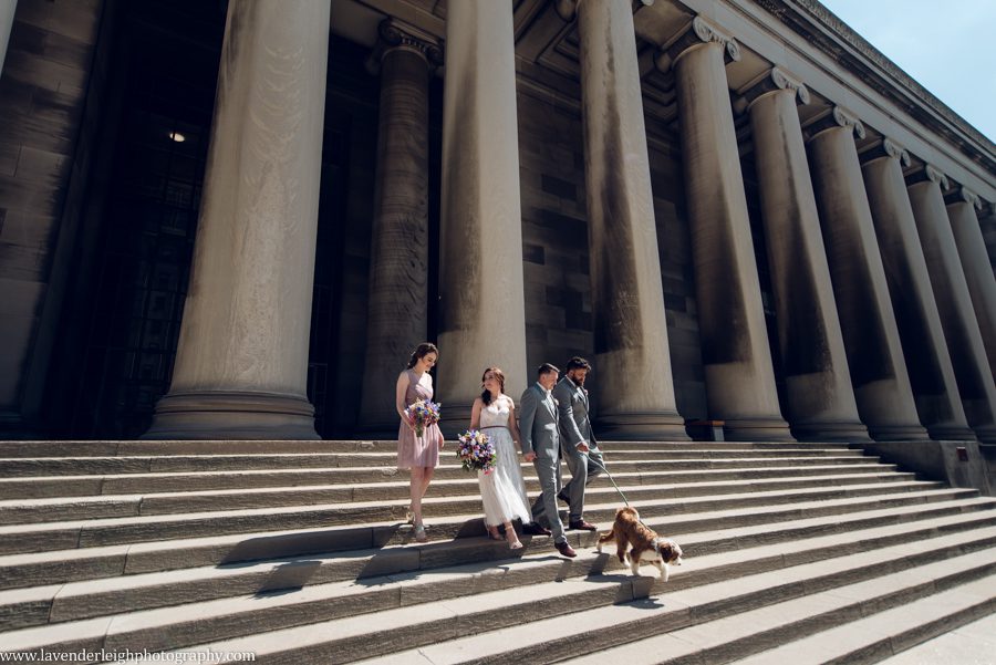 <alt><alt>bride and groom at the School of Architecture Pillars at Carnegie Mellon University in Pittsburgh, Pennsylvania</alt>