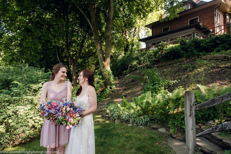 <alt>bride and maid of honor in Choderwood in Pittsburgh, Pennsylvania</alt>