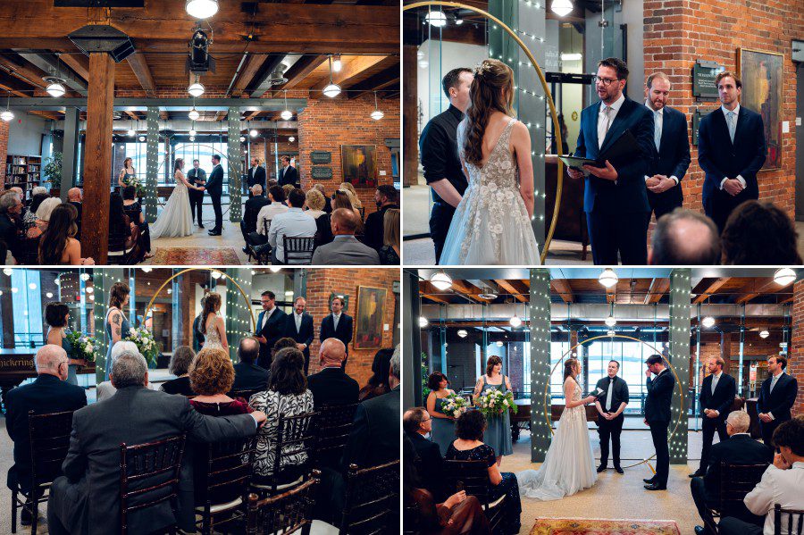 <alt>A wedding reception in the Grand Hall of the Heinz History Center in Pittsburgh, Pennsylvania</alt>