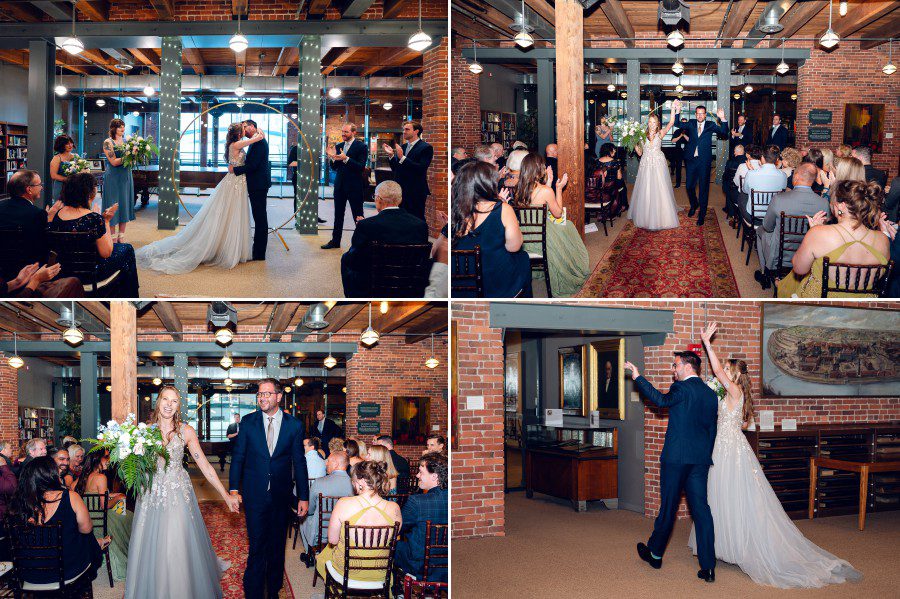 <alt>A wedding reception in the Grand Hall of the Heinz History Center in Pittsburgh, Pennsylvania</alt>