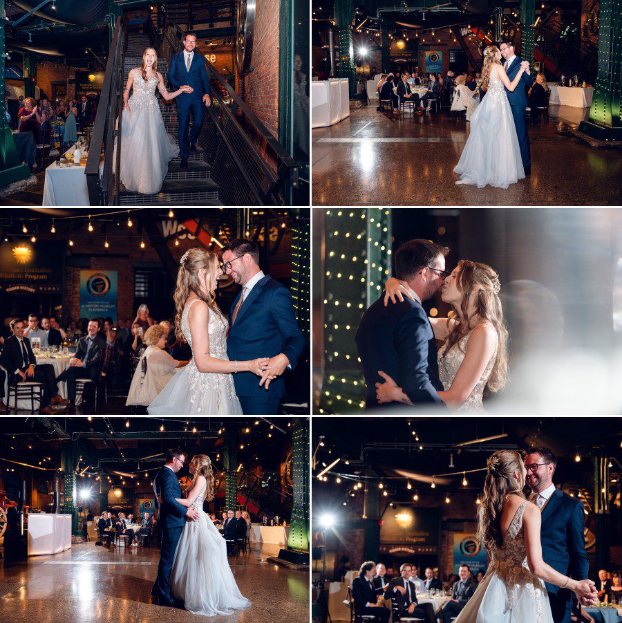 <alt>A wedding reception in the Grand Hall of the Heinz History Center in Pittsburgh, Pennsylvania</alt>